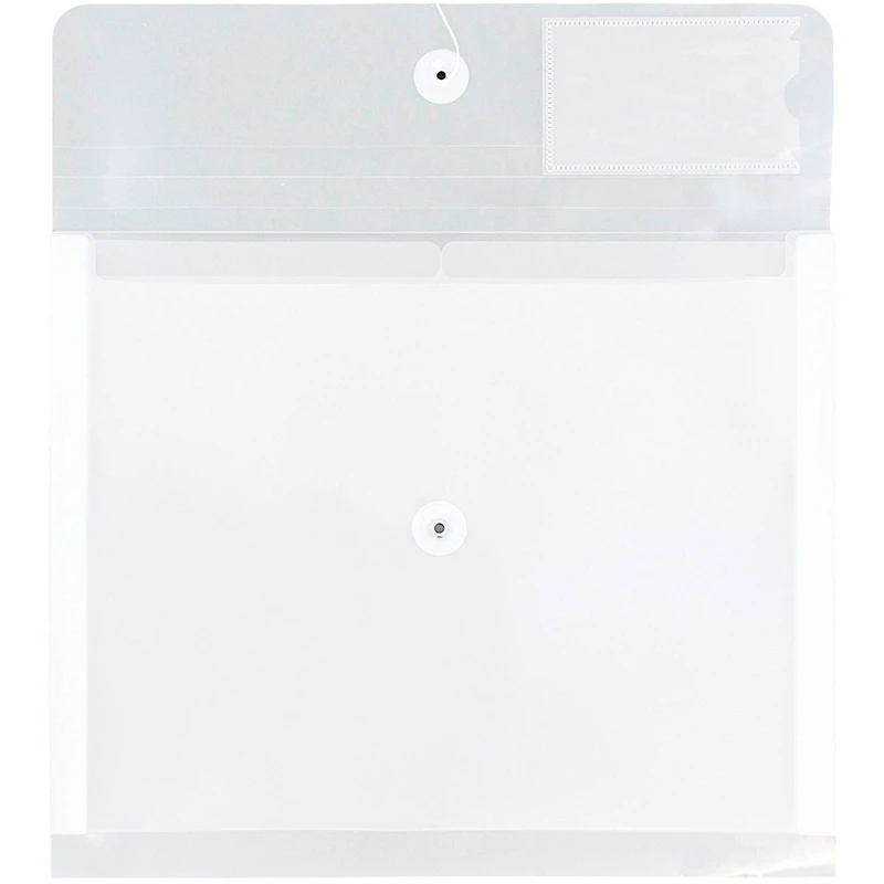 JAM Paper 12.75" x 10.5" Clear Plastic Button String Closure Envelopes with 2 Dividers, 24ct.