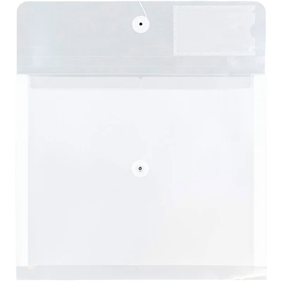 JAM Paper 12.75" x 10.5" Clear Plastic Button String Closure Envelopes with 2 Dividers, 24ct.