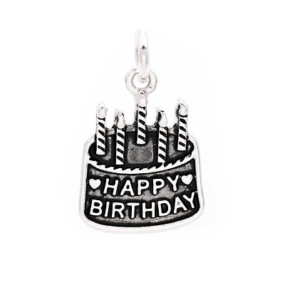 Silver Plated Birthday Cake Charm by Bead Landing™