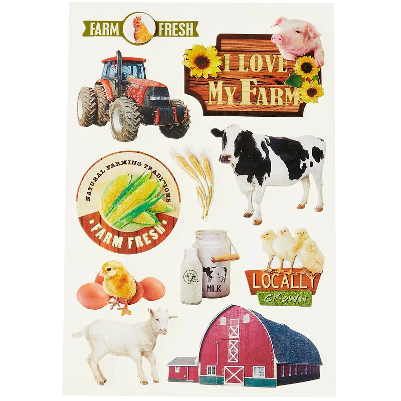 12 Pack: I Love My Farm Dimensional Stickers by Recollections™ Signature™