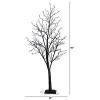 5ft. Orange & Purple LED Pre-Lit Halloween Deluxe Black Twig Artificial Fall Tree