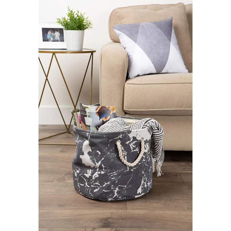 DII® Large Round Marble Black Polyester Bin