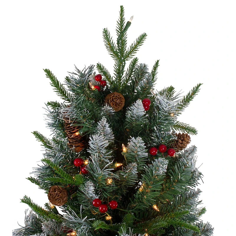 7ft. Pre-Lit Frosted Mixed Berry Pine Artificial Christmas Tree, Clear Lights