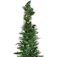 6ft. Pre-Lit Slim Green Holly Leaf Pop-Up Artificial Christmas Tree with Clear Lights