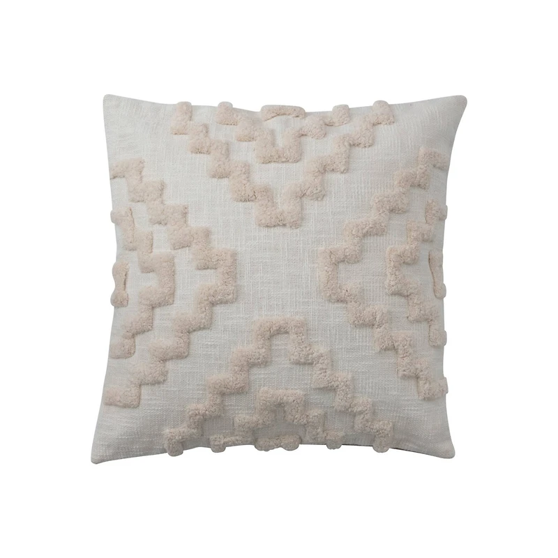 Hello Honey® Cotton Tufted Pillow with Pattern and Chambray Back