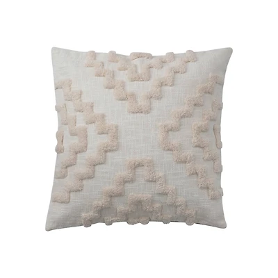Hello Honey® Cotton Tufted Pillow with Pattern and Chambray Back