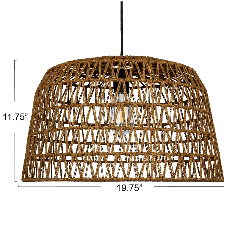 Hello Honey® 19.5" Boho Open Weave Metal and Paper Rope Ceiling Light