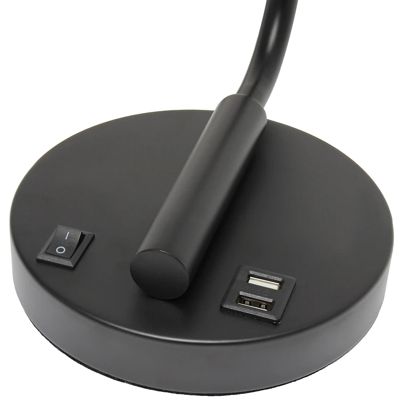 Lalia Home Iron Desk Lamp with USB Port and Glass Shade