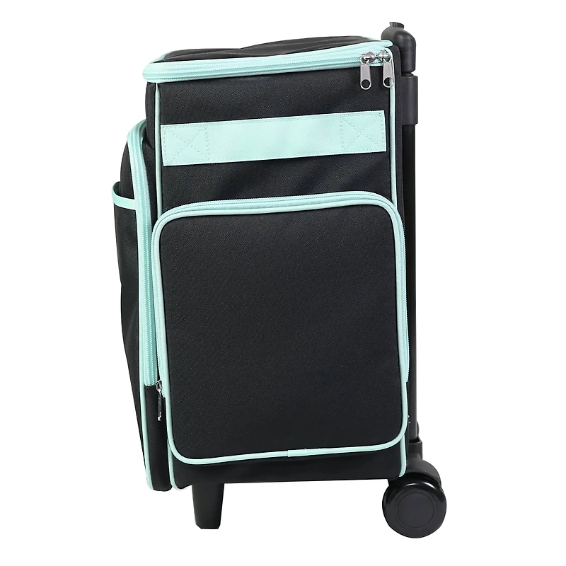 Everything Mary Black & Teal Rolling Craft Bag