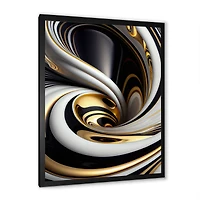 Designart 'Gold Black And White Stained Glass I' Modern Framed Canvas Wall Art