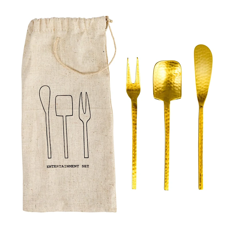 Hello Honey® Gilded Hammered Stainless Steel Appetizer Utensil Set