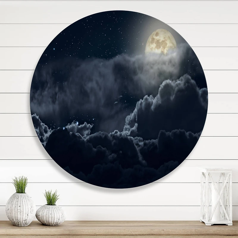 Designart - Cloudy Full Moon Night
