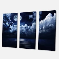 Designart - Full Moon in Cloudy Night Sky