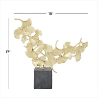 CosmoLiving by Cosmopolitan 18" Gold Contemporary Gingko Leaf Sculpture