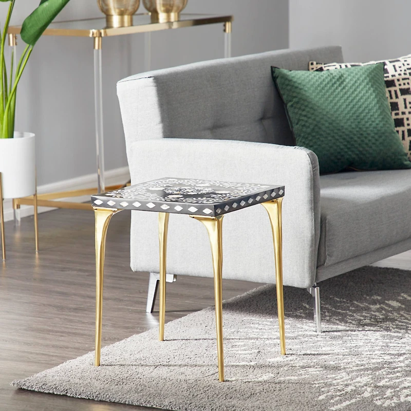 20" Gold Eclectic Aluminum Accent Table