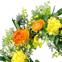 24" Orange & Yellow Spring Peony Floral Wreath