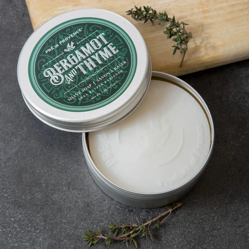 European Soaps Bergamot & Thyme Shave Soap in Tin, 150g