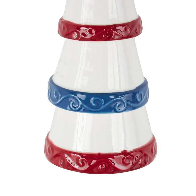 21" Red, White & Blue Ceramic Light House Windchime