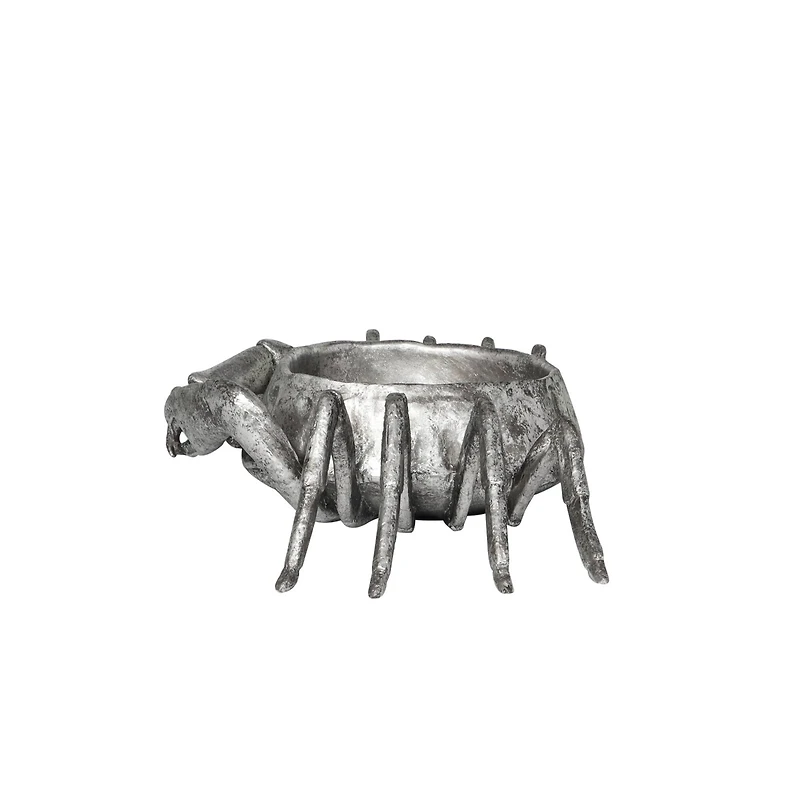 30" Silver Polystone Crab Weathered Decorative Bowl