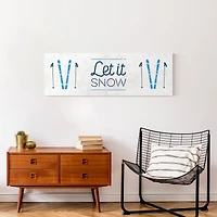 Let It Snow Skis 36x12 Canvas Wall Art