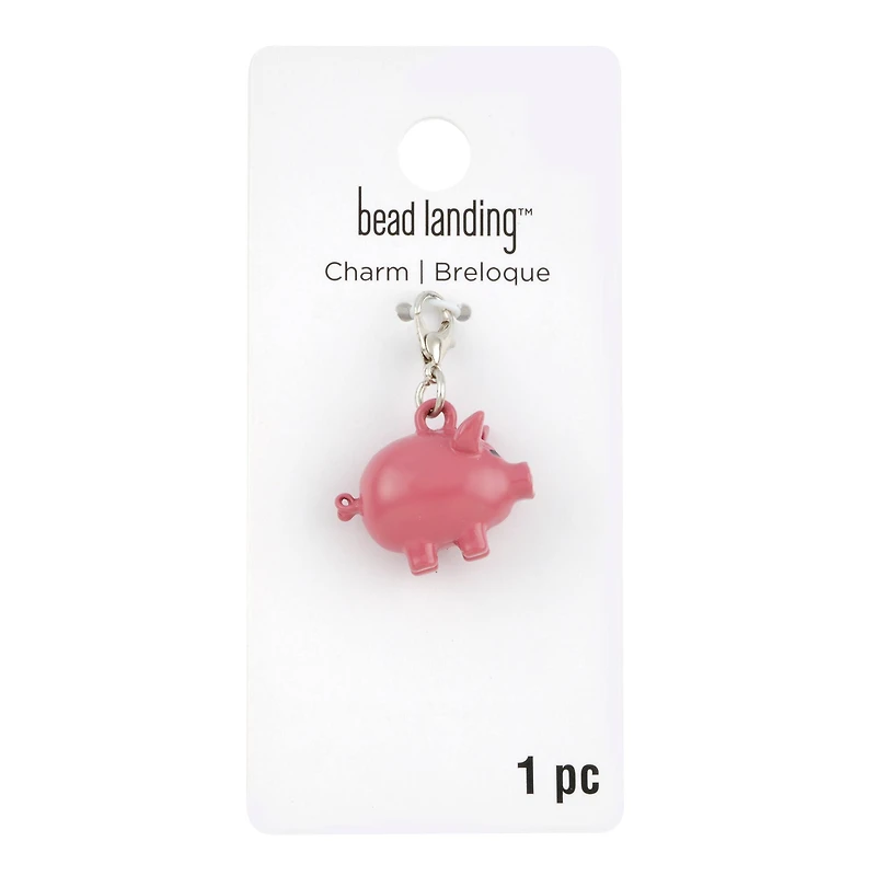 Metal Pink Pig Charm by Bead Landing™