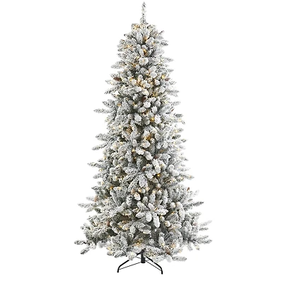 7.5ft. Pre-Lit Flocked Livingston Fir Artificial Christmas Tree with Pinecones and Clear Warm LED Lights