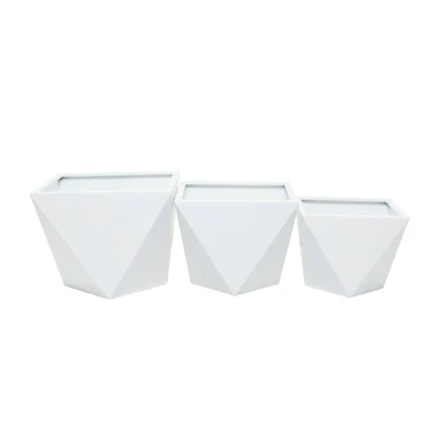 White Modern Planter, Set of 3" 18", 16", 15"