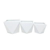 White Modern Planter, Set of 3" 18", 16", 15"