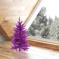 2ft. Pre-Lit Purple Artificial Christmas Tree, Purple LED Lights