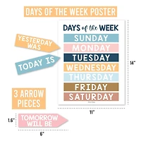 Hadley Designs 11" x 17" Boho Circle Time Bulletin Board Calendar for Classroom Posters Set