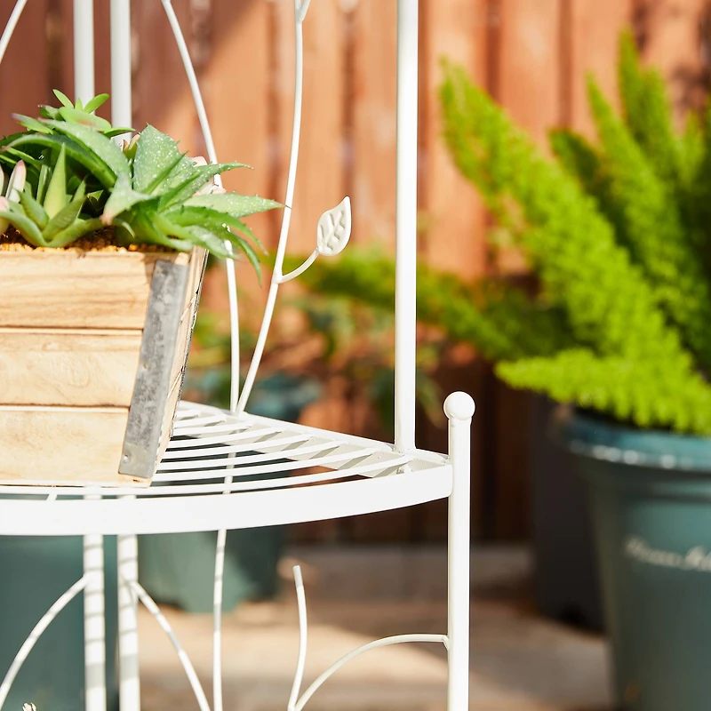 Glitzhome® 3-Tiered Metal Corner Shelf Planter Stand