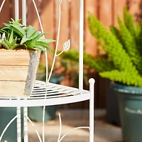Glitzhome® 3-Tiered Metal Corner Shelf Planter Stand