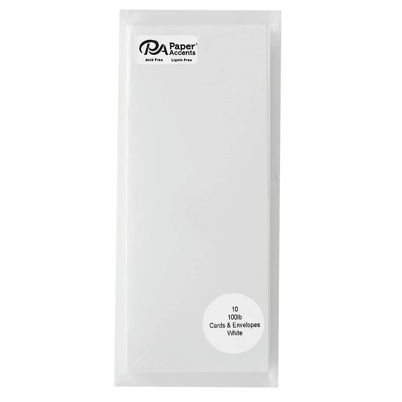 PA Paper™ Accents 3.5" x 8.5" Slimline Smooth Solar White Cards & Envelopes, 10ct