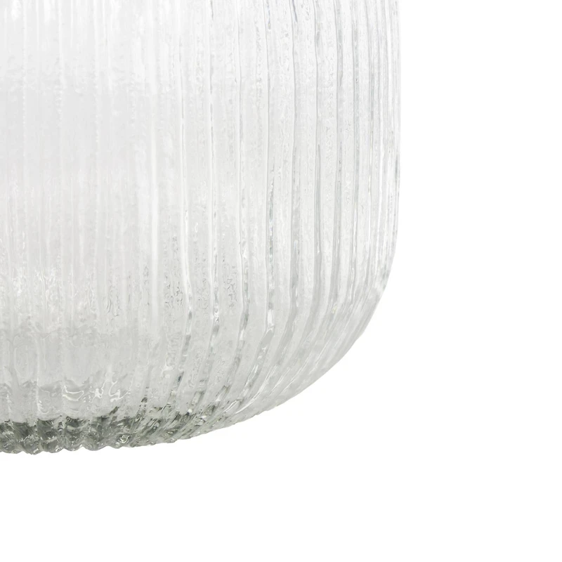 8.5" Clear Short Round Ribbed Glass Vase