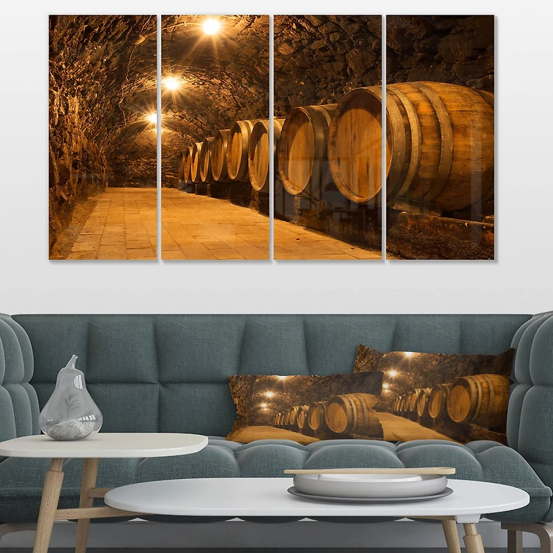 Designart - Oak Barrels in the Tunnel