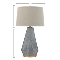 Hello Honey® Textured Blue Glaze Ceramic Table Lamp with Natural Linen Shade