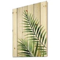 Designart - Fern Leaves Detail III - Farmhouse Print on Natural Pine Wood