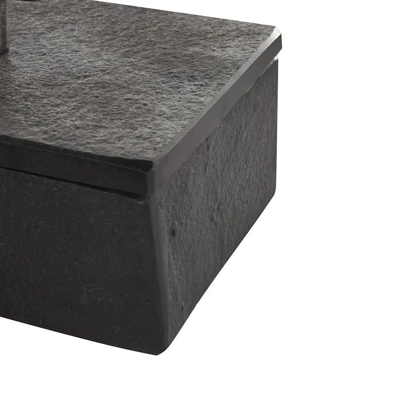 Black Marble Decorative Box with Silver Aluminum Bar Handles, 3ct.