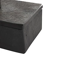 Black Marble Decorative Box with Silver Aluminum Bar Handles, 3ct.