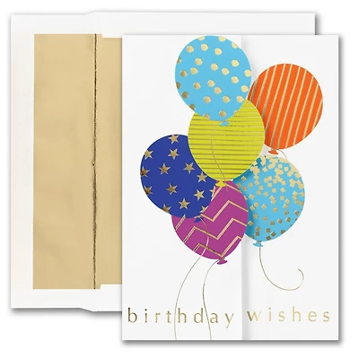 JAM Paper Gatefold Birthday Balloon Card & Envelopes, 25ct.