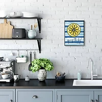 Stupell Industries Squeeze The Day Expression Lemon Nautical Stripes in Frame Wall Art