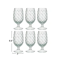 Hello Honey® 12oz. Clear Glass Hobnail Stemmed Drinking Glass Set, 6ct.