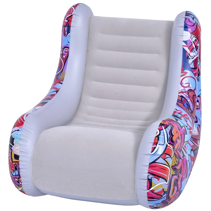 37" Graffiti Design Flocked Inflatable Lounge Chair