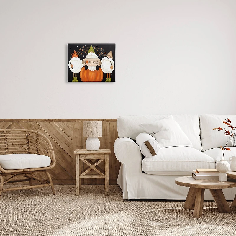 Stupell Industries I Love Pumpkins Seasonal Gnomes Canvas Wall Art