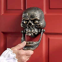 Design Toscano 9.5" Bronze Knock-Jaw Skull Authentic Foundry Iron Door Knocker