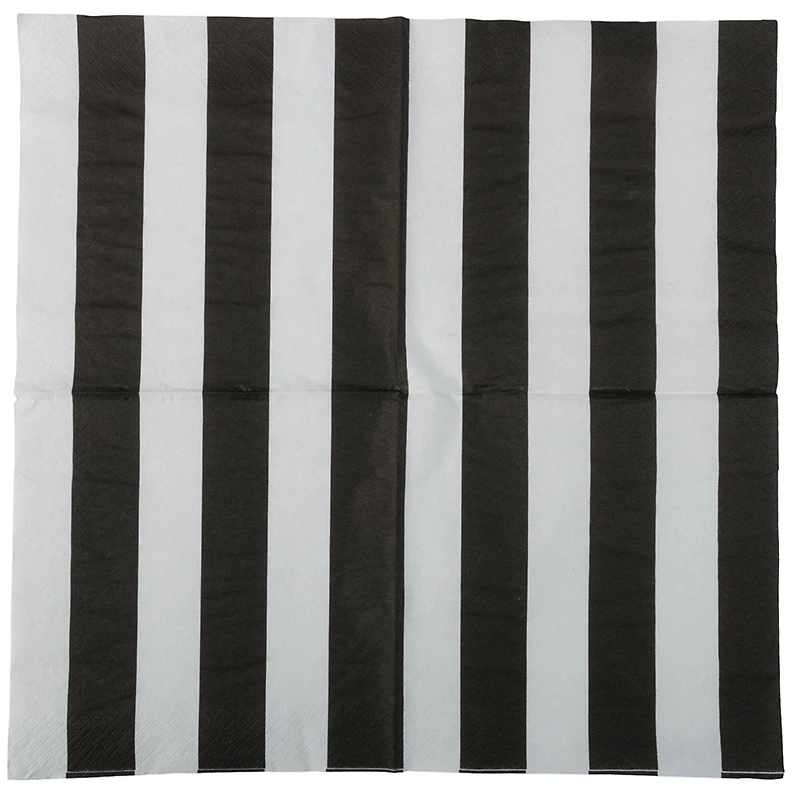 JAM Paper Black Stripe Medium Lunch Napkins, 16ct.