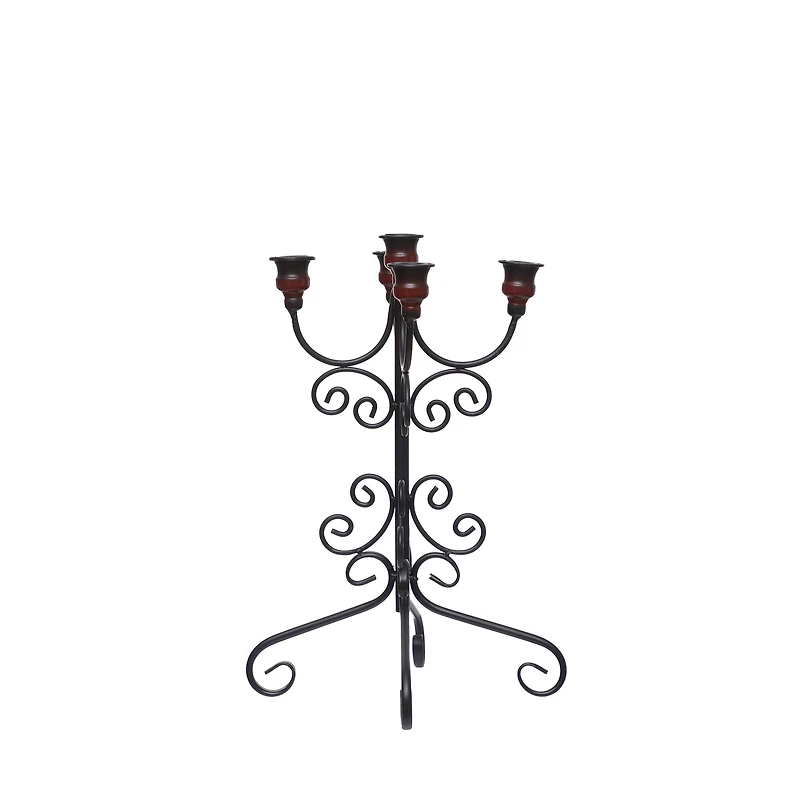 16.25" Black Scrollwork Metal Tabletop Candelabra by Ashland®