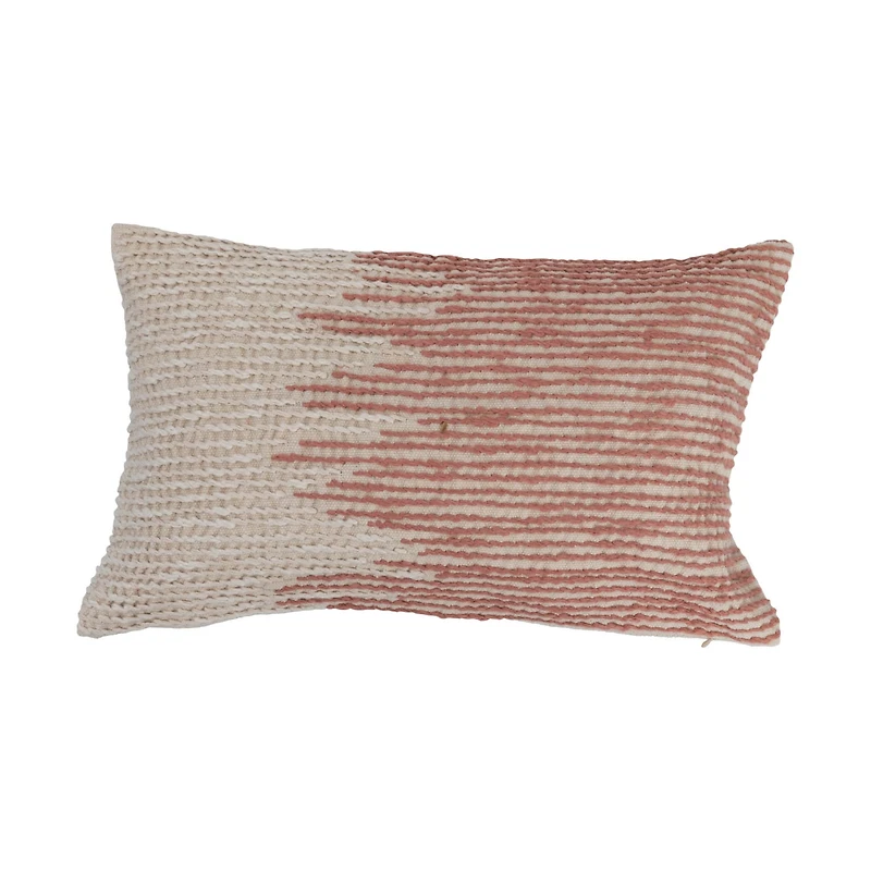 Hello Honey® Cream & Rose Embroidered Cotton Lumbar Pillow