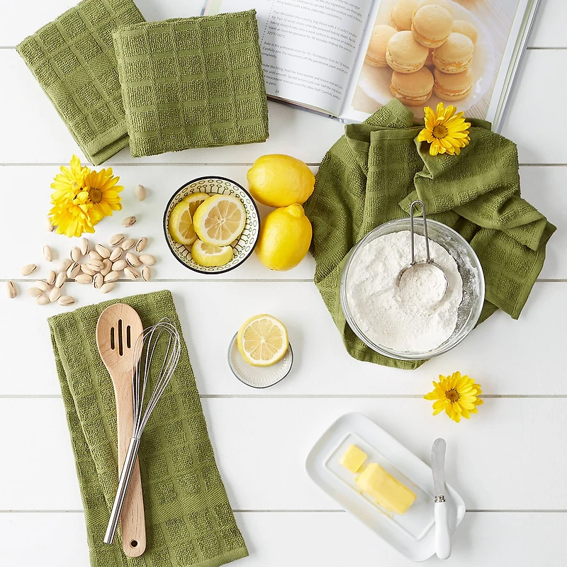 DII® Solid Windowpane Terry Dishtowels