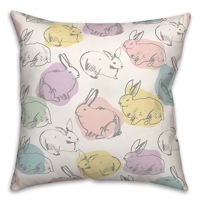 18" x 18" Colorful Bunny Indoor/Outdoor Pillow